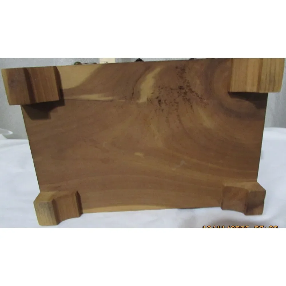 Vintage Wood Box Brass Hardware Shabby Chic Rustic jewelry trinket handles